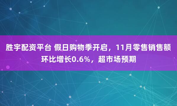 胜宇配资平台 假日购物季开启，11月零售销售额环比增长0.6%，超市场预期