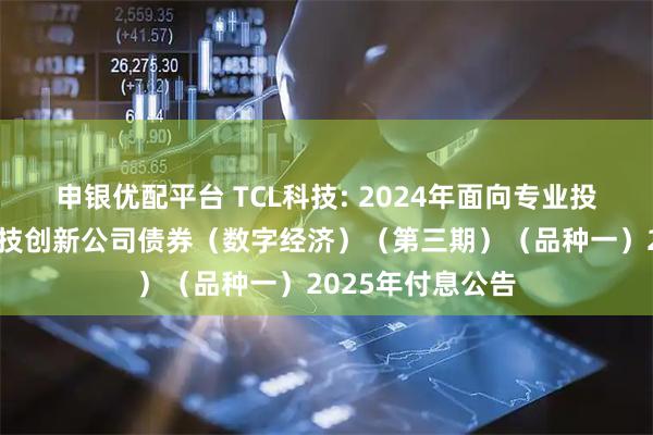 申银优配平台 TCL科技: 2024年面向专业投资者公开发行科技创新公司债券(数字经济)(第三期)(品种一)2025年付息公告
